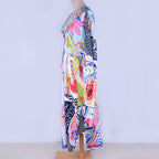 Rayon Printed Mid Length Beach Sun Protection Cardigan Beach Cover Up Swimsuit Outwear Shawl Bella Mia