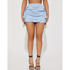 Women Clothing Solid Color Pleating Rubber Band Spring Fastener Sports Organ Pocket Skirt Bella Mia