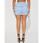 Women Clothing Solid Color Pleating Rubber Band Spring Fastener Sports Organ Pocket Skirt Bella Mia