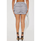 Women Clothing Solid Color Pleating Rubber Band Spring Fastener Sports Organ Pocket Skirt Bella Mia