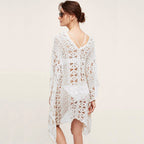 Cotton Hollow Out Cutout Sweater Spring Vacation Loose Bikini Cover Up Swimsuit Blouse Beach Sun Protection Clothing Crochet hook Bella Mia
