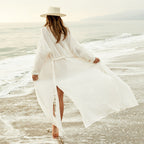 Crepe Cloth Belt Beach Jacket Sun Protection Clothing Cardigan Vacation Beach Cover Up Swimsuit Outwear Bella Mia