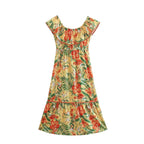 Women Clothing French High Waist Slimming Two Way Lace Chiffon Printed Dress Bella Mia