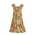 Women Clothing French High Waist Slimming Two Way Lace Chiffon Printed Dress Bella Mia