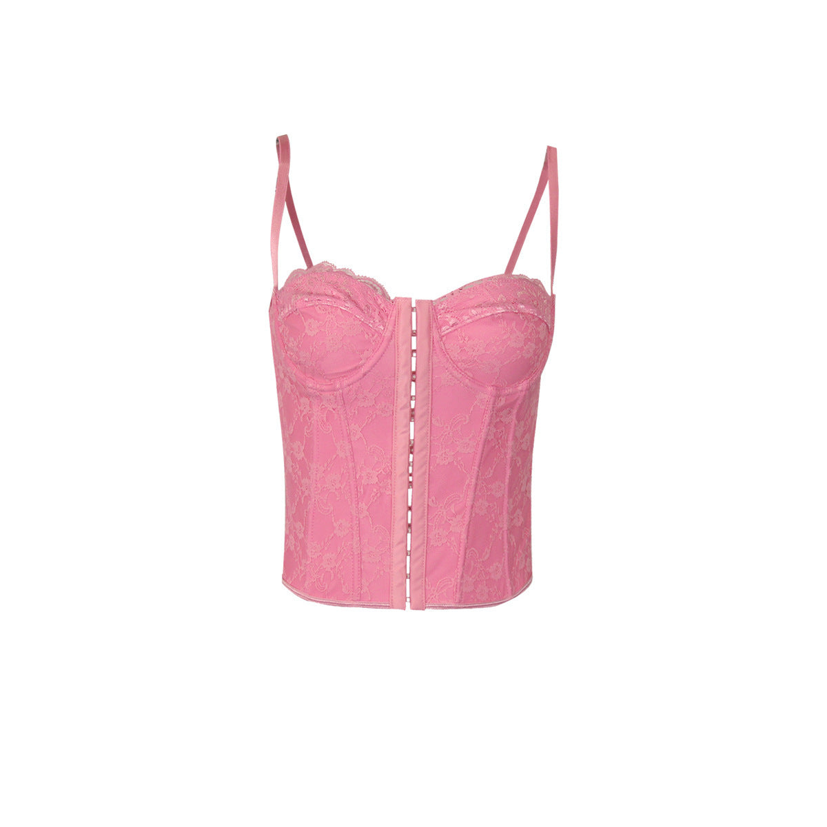 Women Clothing Sexy Solid Color Lace Sling Boning Corset Steel Ring Wrapped Chest Breasted Backless Vest Bella Mia