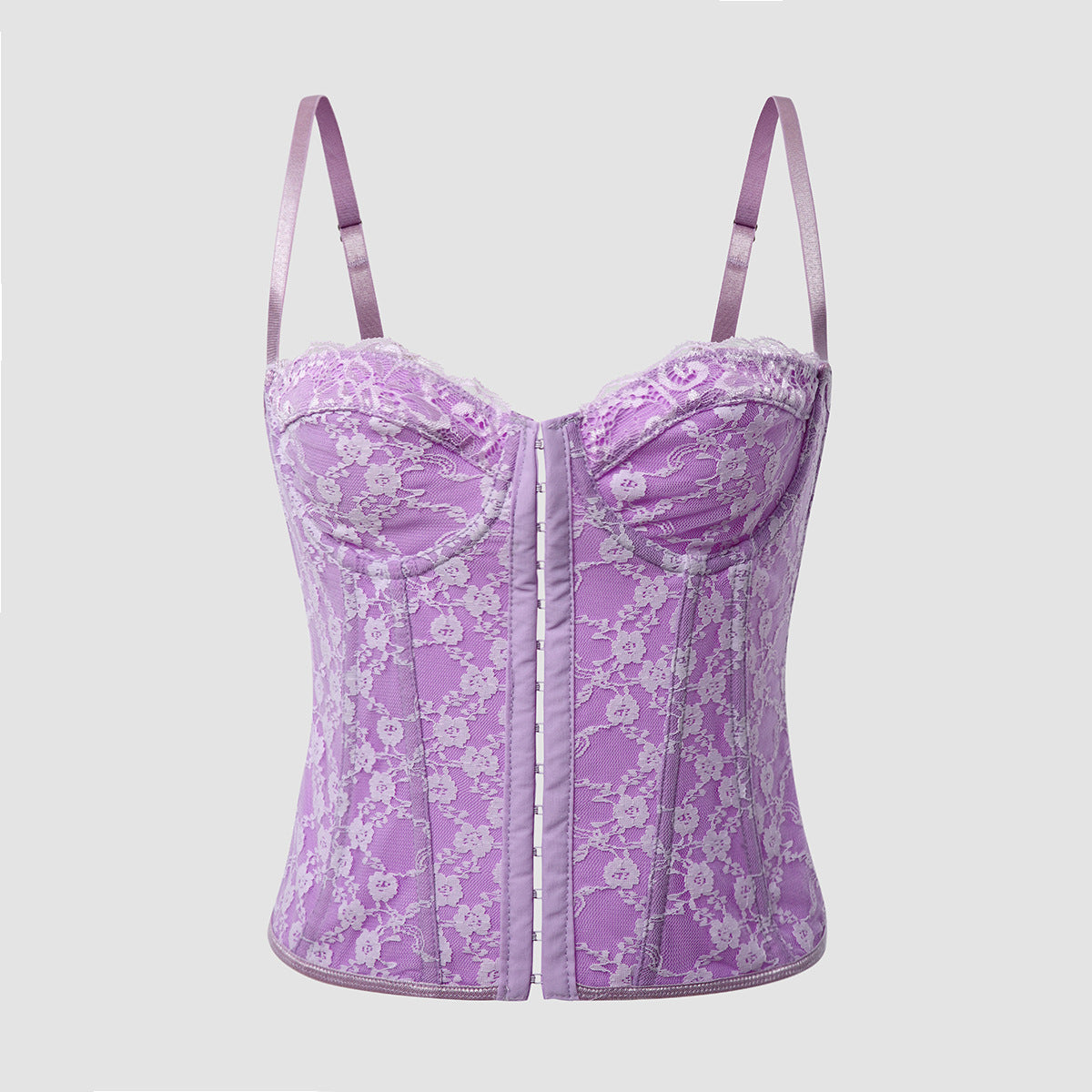 Women Clothing Sexy Solid Color Lace Sling Boning Corset Steel Ring Wrapped Chest Breasted Backless Vest Bella Mia