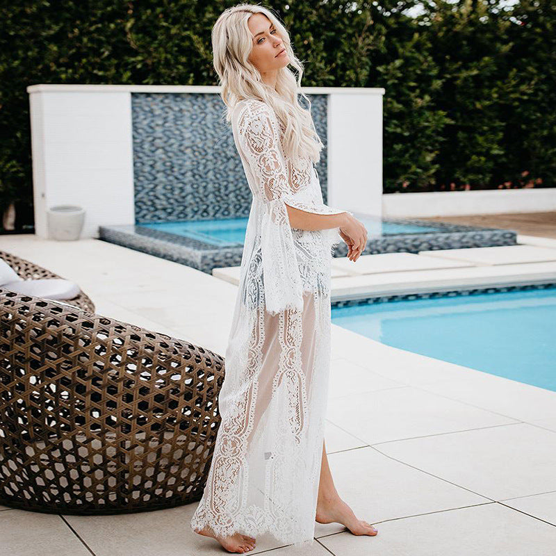 Lace Sun Protective Clothing Women Beach Jacket Bikini Swimsuit Blouse Outer Wear Cardigan Bella Mia