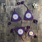 Vacation Split Swimsuit Hand-Woven Daisy Pattern Beach Bikini Bella Mia