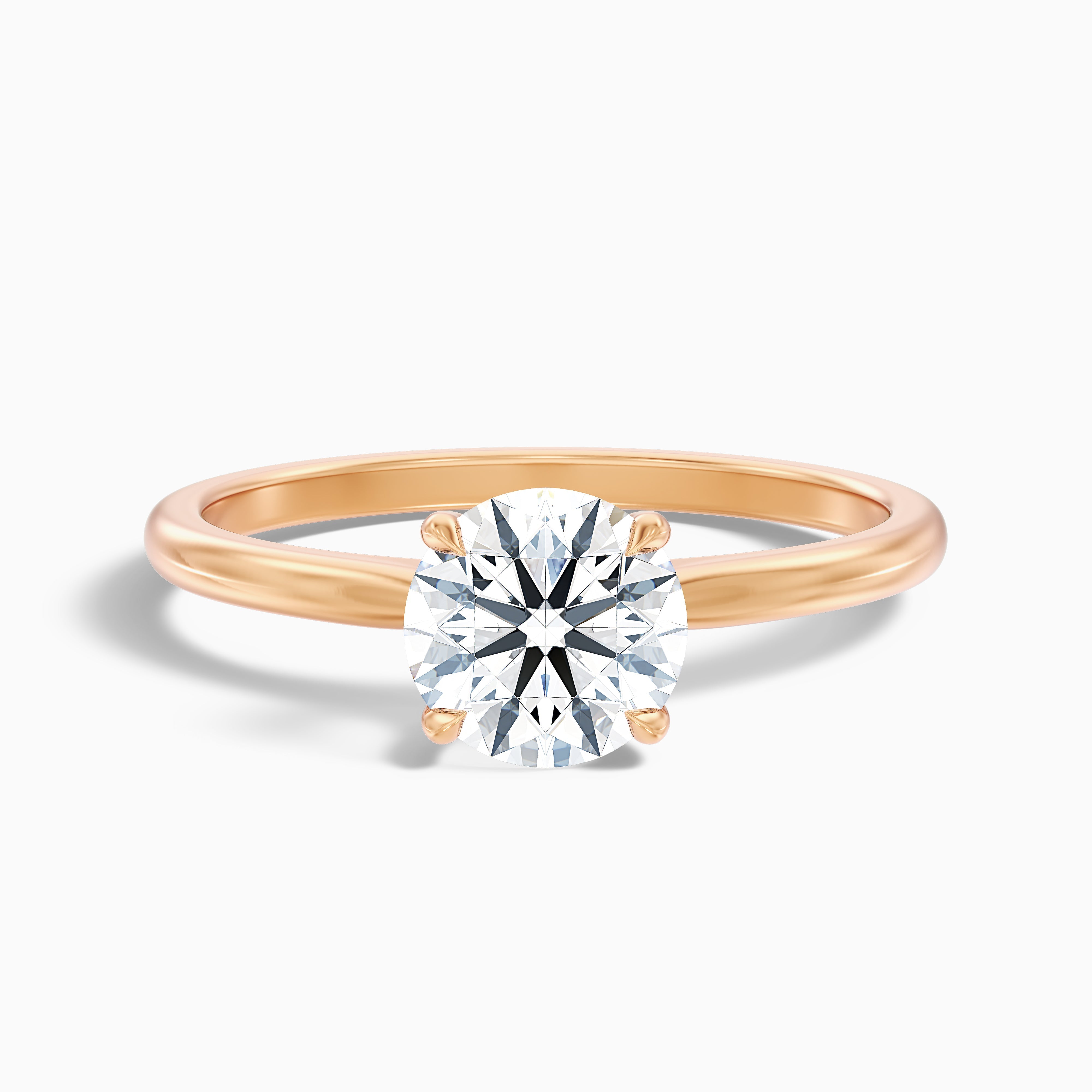 Zoey 5 Carat Round Solitaire Moissanite Engagement Ring in 18k Rose Gold
