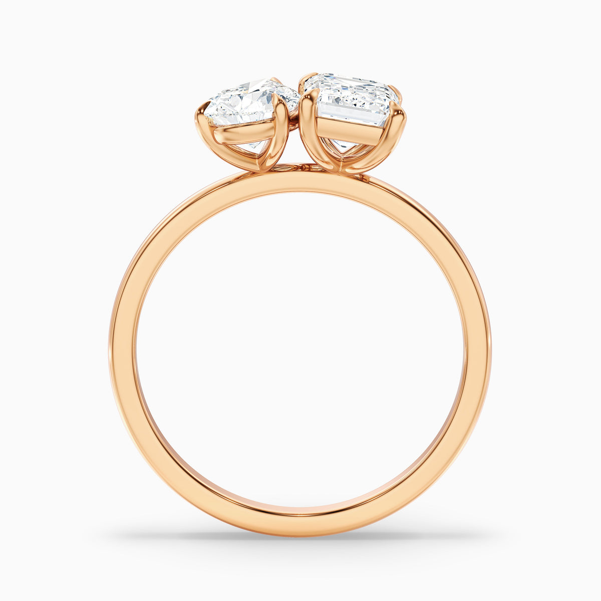 Flora Toi Et Moi Ring in 10k Rose Gold With Pear and Emerald Two Stone Moissanite Diamond (1.5 Ct. Tw.)