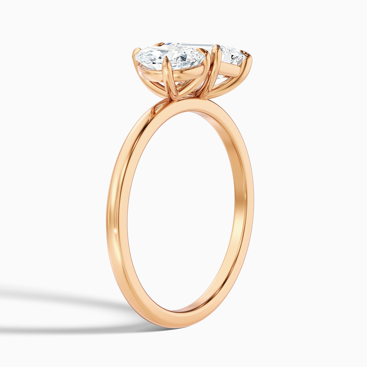 Flora Toi Et Moi Ring in 14k White Gold With Pear and Emerald Two Stone Moissanite Diamond (1 Ct. Tw.)