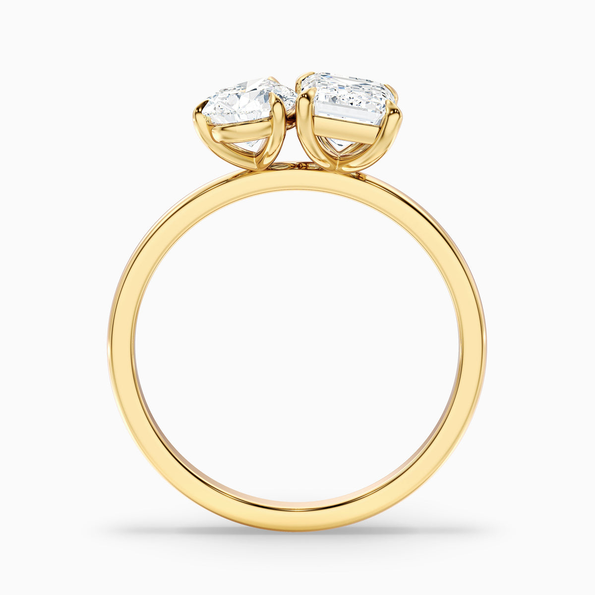 Flora Toi Et Moi Ring in 14k White Gold With Pear and Emerald Two Stone Moissanite Diamond (1 Ct. Tw.)