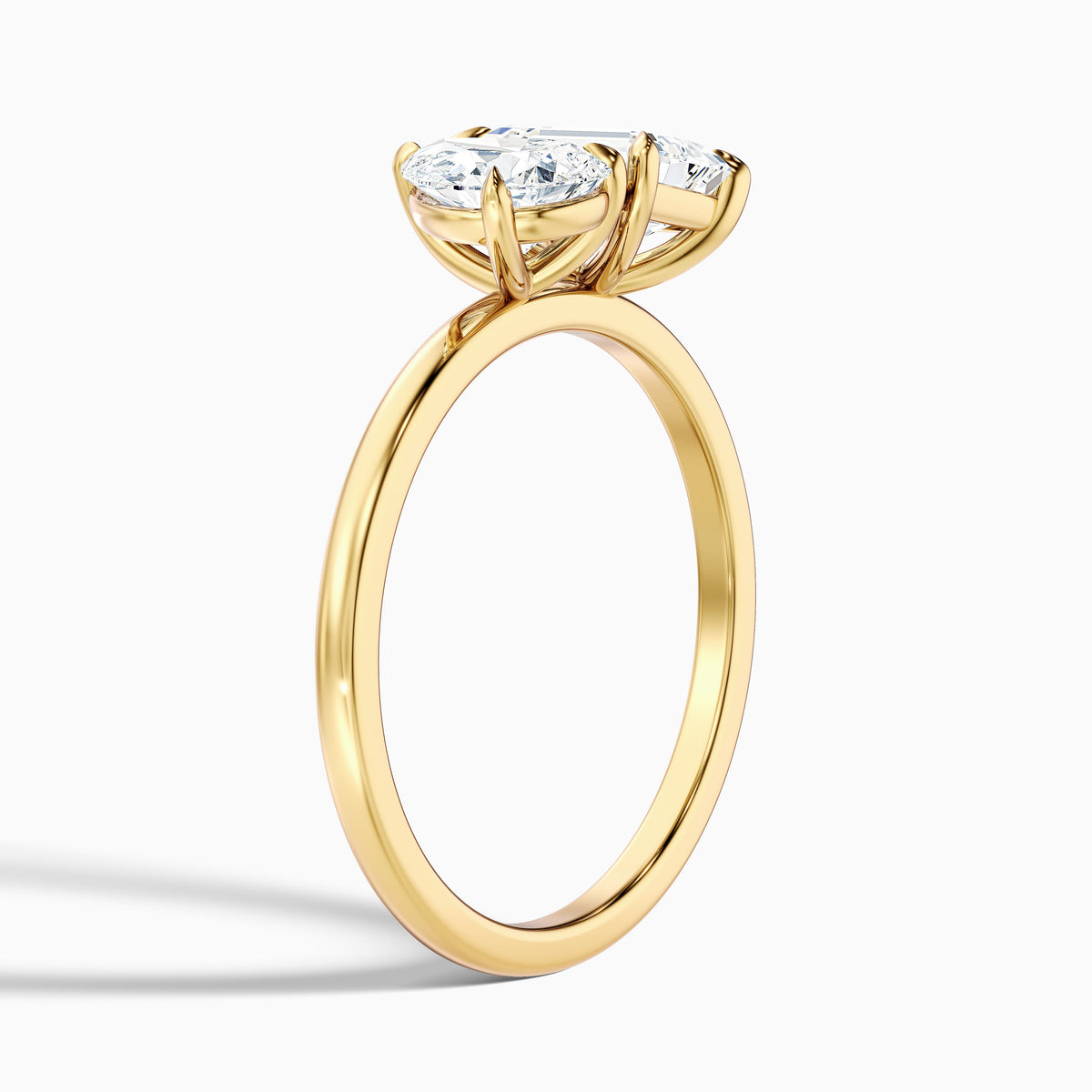 Flora Toi Et Moi Ring in 10k Rose Gold With Pear and Emerald Two Stone Moissanite Diamond (1.5 Ct. Tw.)