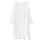 Mesh Swimsuit See through Long Outer Match Sun Protection Clothing Lace Embroidered Cardigan Beach Bikini Beach Jacket Women Bella Mia