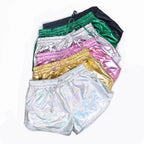 Metallic Coated Fabric Solid Color All Matching Elastic Lace Shorts Leather Pants Patent Leather Pants Sexy Women Wear Bella Mia
