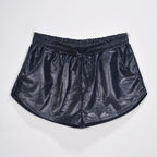 Metallic Coated Fabric Solid Color All Matching Elastic Lace Shorts Leather Pants Patent Leather Pants Sexy Women Wear Bella Mia