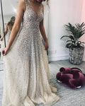 Spring Summer Women Clothing Gold V neck Dress Sling Gradient Mop Dress Bella Mia