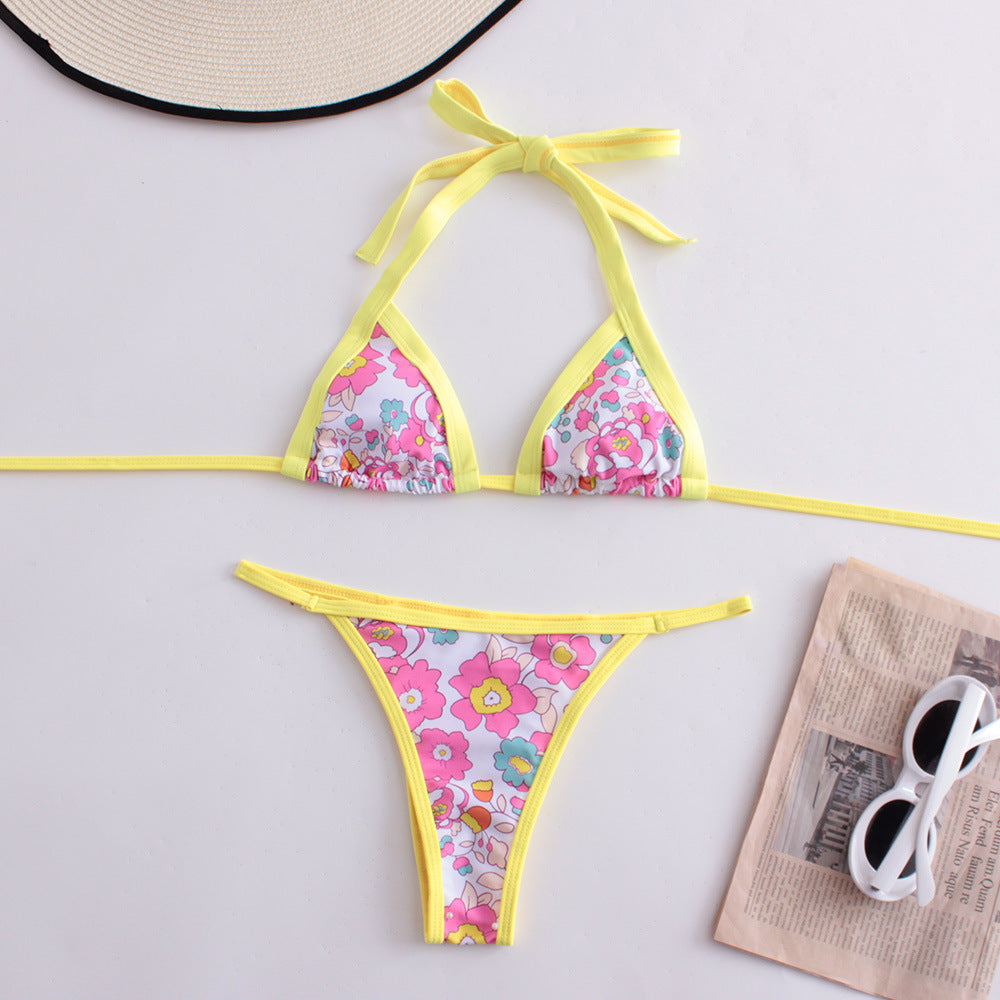 Swimwear Women Split Digital Printing Bikini Triangle Soft Bag Sexy Swimsuit Bella Mia