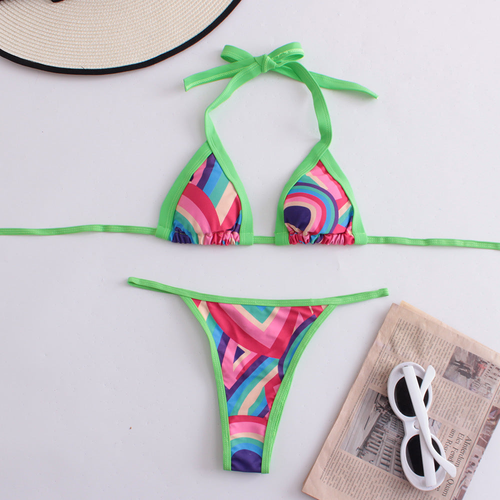 Swimwear Women Split Digital Printing Bikini Triangle Soft Bag Sexy Swimsuit Bella Mia