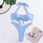 Bikini Split Swimsuit Women Gathered Solid Color Nylon Swimsuit Bella Mia