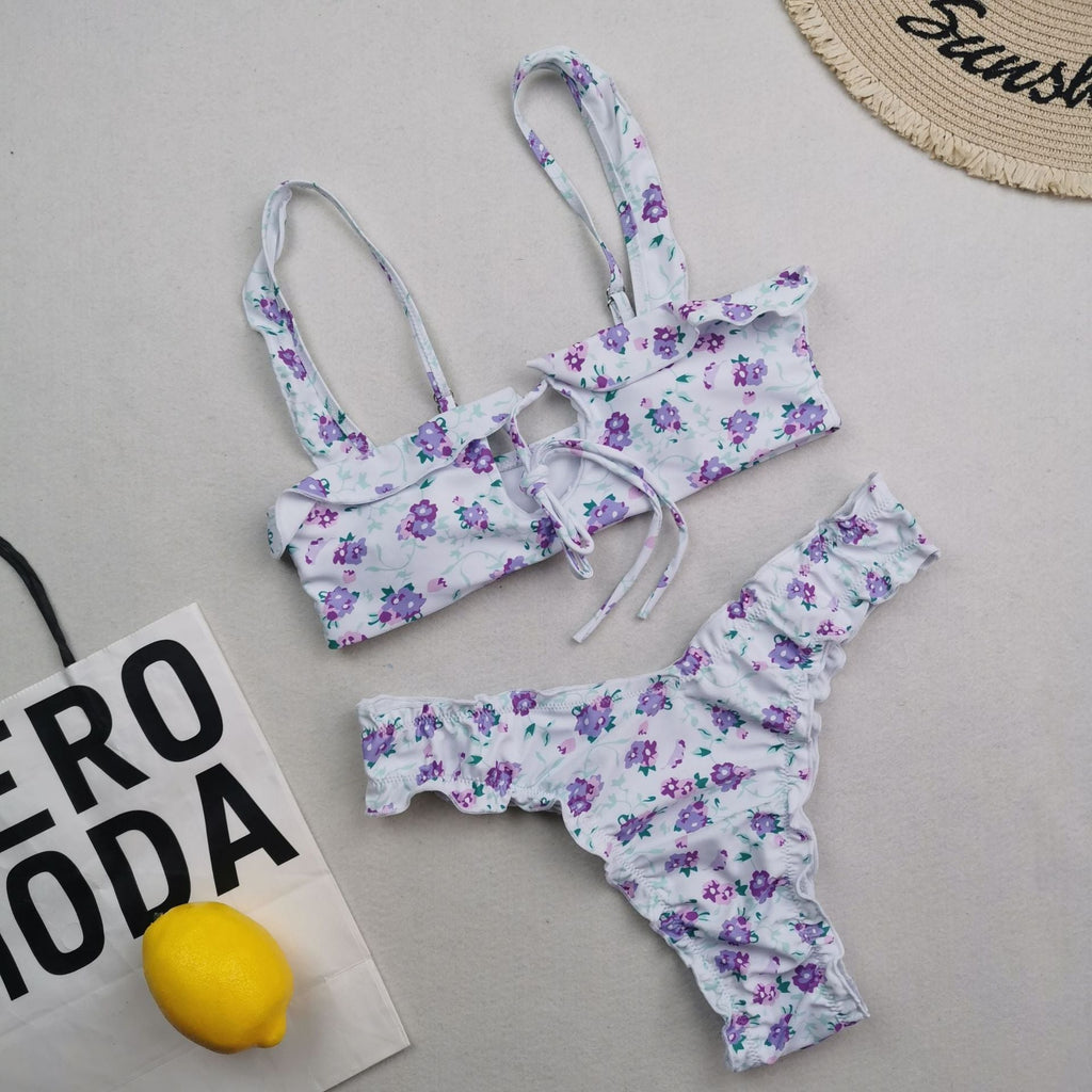 New Multi Color Printed Bikini Fresh Swimsuit Women Lace Split Swimsuit Bella Mia