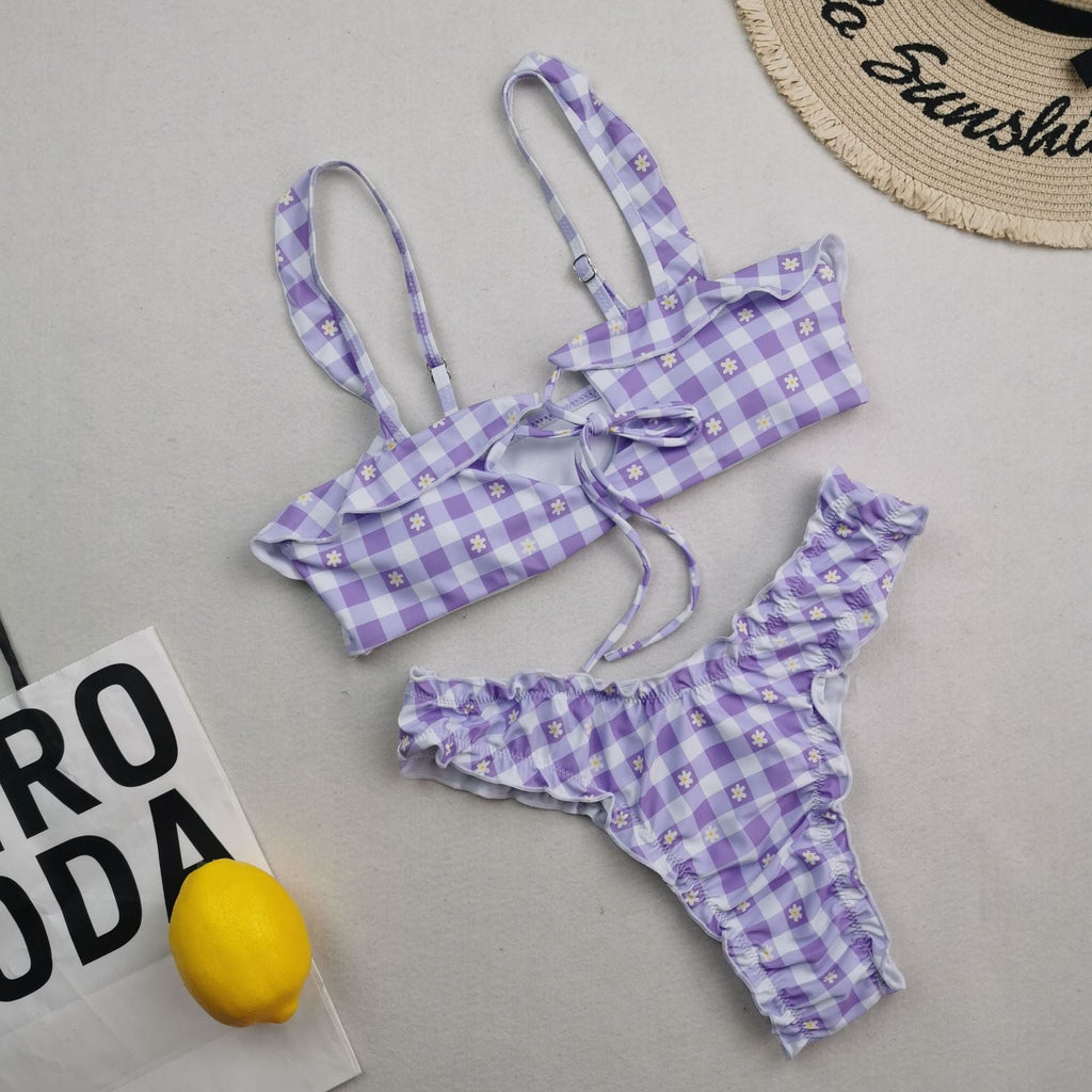 New Multi Color Printed Bikini Fresh Swimsuit Women Lace Split Swimsuit Bella Mia