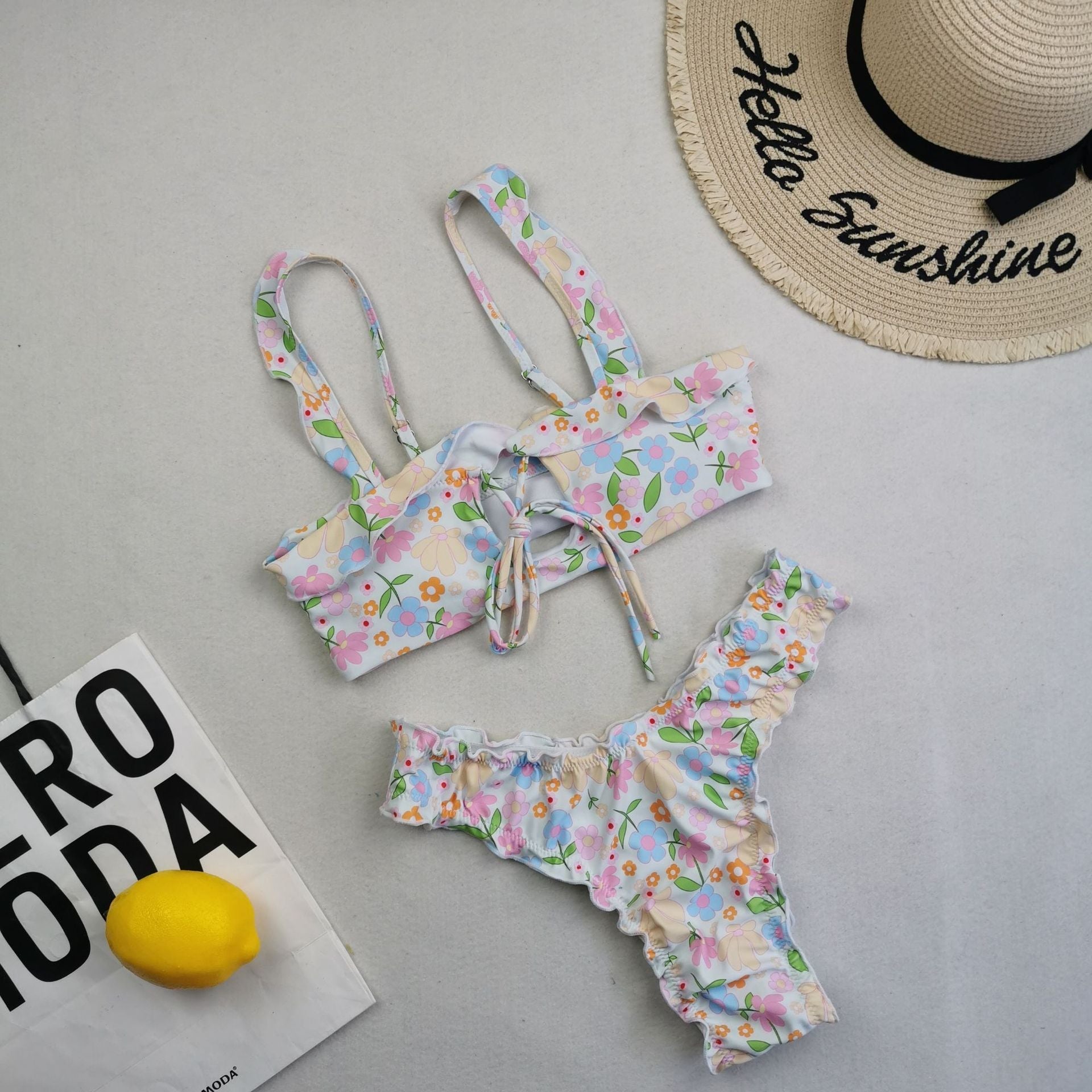 New Multi Color Printed Bikini Fresh Swimsuit Women Lace Split Swimsuit Bella Mia