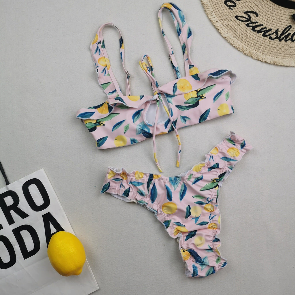 New Multi Color Printed Bikini Fresh Swimsuit Women Lace Split Swimsuit Bella Mia
