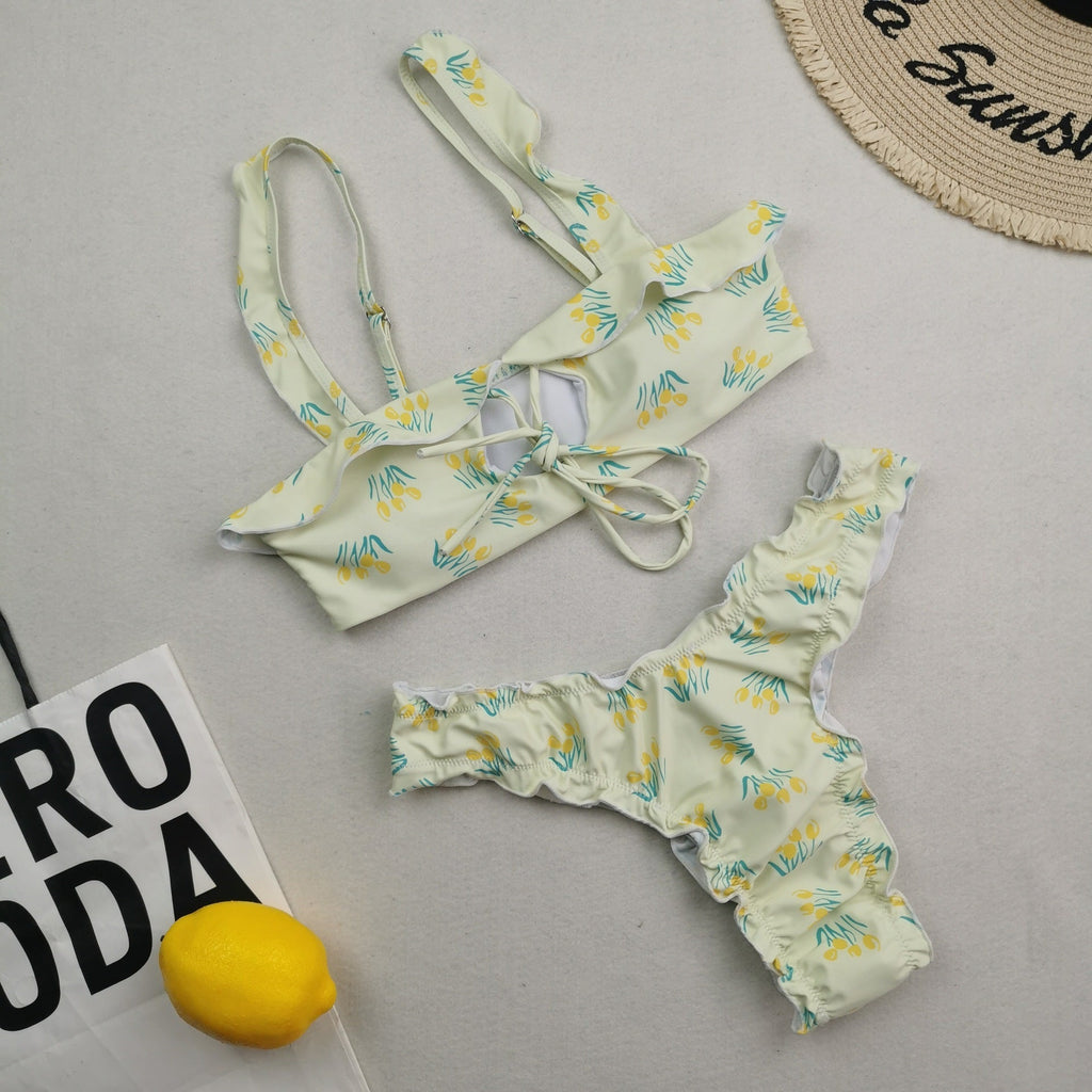 New Multi Color Printed Bikini Fresh Swimsuit Women Lace Split Swimsuit Bella Mia