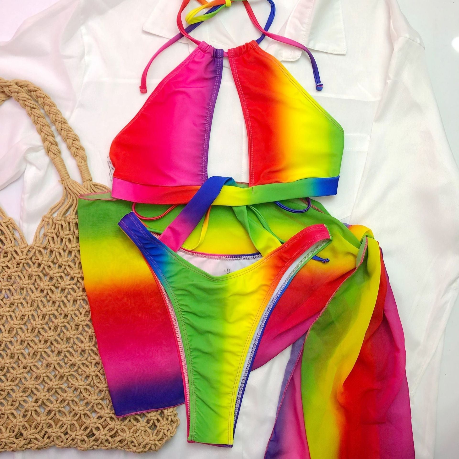 Swimsuit Chiffon Shawl Sexy Two Piece Suit Bikini One Piece Swimsuit Women Bella Mia