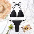 Clothing Swimsuit Women Sexy Bikini Briefs Nylon Glossy Fabric Split Swimsuit Bella Mia