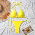 Clothing Swimsuit Women Sexy Bikini Briefs Nylon Glossy Fabric Split Swimsuit Bella Mia