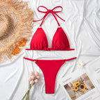 Clothing Swimsuit Women Sexy Bikini Briefs Nylon Glossy Fabric Split Swimsuit Bella Mia