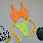 Swimsuit Swimwear One Piece Contrast Color Tassel Sexy One Piece Swimsuit Bella Mia