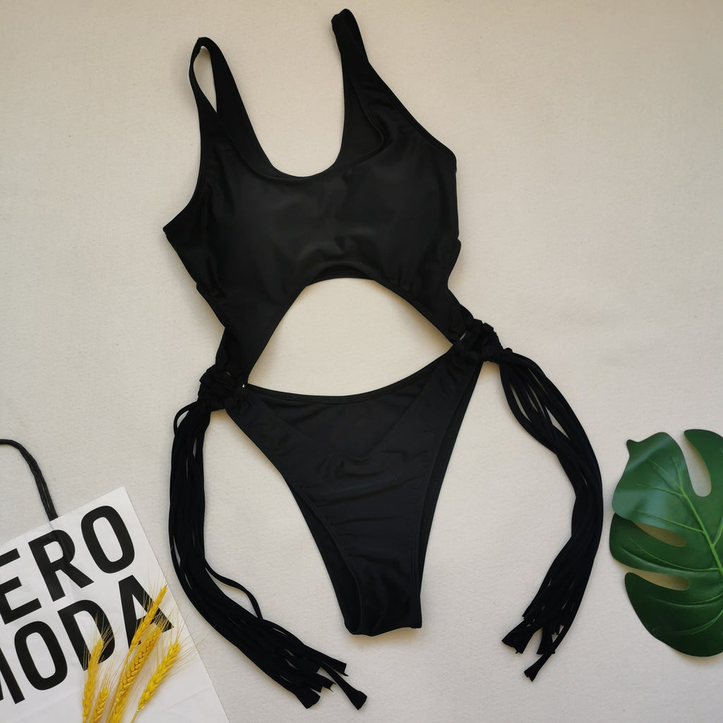 Swimsuit Swimwear One Piece Contrast Color Tassel Sexy One Piece Swimsuit Bella Mia