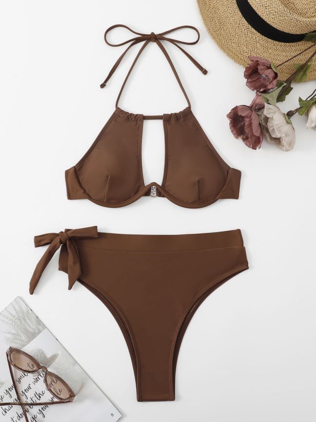Summer Women Solid Color Split Swimsuit Bikini Bikini Bella Mia