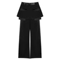 Leather Belt Short Skirt Waist Seal Work Pant Two Piece Set Drooping Wide Leg Pants Women Two Piece Set Bella Mia