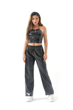 Metallic Coated Fabric Casual Pants Women High Street Design Aurora Laser Gradient High Waist Straight Pants All Matching Elastic Mop Pants Bella Mia