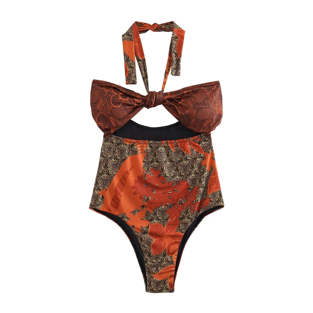 Women Women Printed One Word Wrapped Chest Swimsuit One Piece Suit Bella Mia