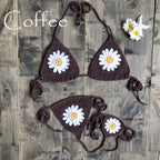 Vacation Split Swimsuit Hand-Woven Daisy Pattern Beach Bikini Bella Mia