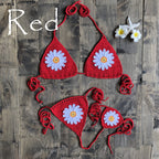 Vacation Split Swimsuit Hand-Woven Daisy Pattern Beach Bikini Bella Mia