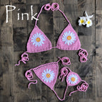 Vacation Split Swimsuit Hand-Woven Daisy Pattern Beach Bikini Bella Mia