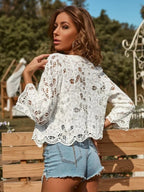 Women Spring and Summer Casual Elegant Lace Crochet Cardigan Jacket Crochet hook Bella Mia