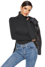 Autumn Winter Women Clothing Sweater Long Sleeve Turtleneck Slim Bottoming Shirt Solid Color Triangle Sexy Knitted Jumpsuit Bella Mia