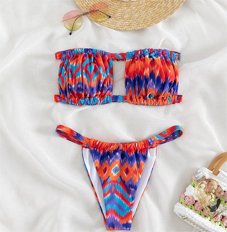 Bikini Swimsuit Sexy Tube Top Printed Three Point Bikini Swimsuit Bella Mia