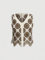 Women New Spring and Autumn Crocheted Hollow Tassel Short Vest Top Crochet hook