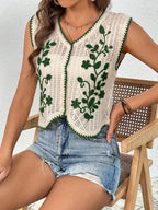 Women New Spring and Autumn Crocheted Hollow All match Short Vest Top Crochet hook Bella Mia