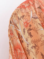Rayon Printed Cardigan Loose Sleeves Short Lace Up Kimono Bella Mia