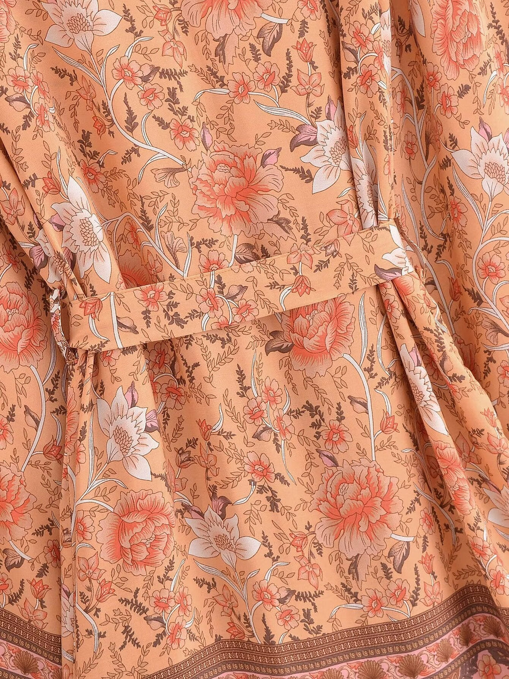 Rayon Printed Cardigan Loose Sleeves Short Lace Up Kimono Bella Mia