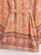 Rayon Printed Cardigan Loose Sleeves Short Lace Up Kimono Bella Mia